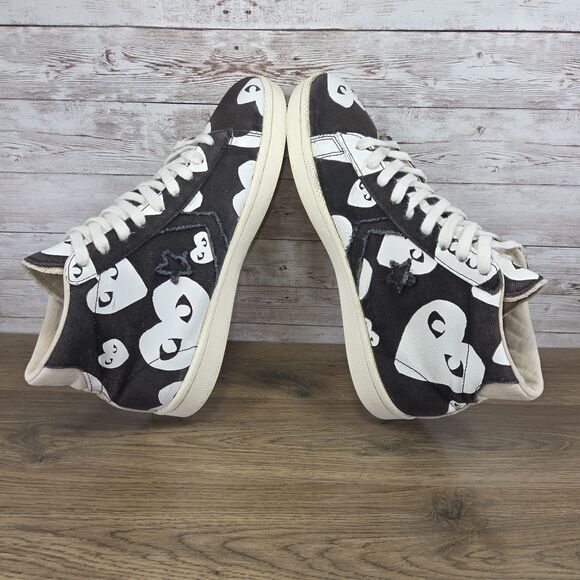 Converse x Comme des Garcons PLAY Pro Leather Black White sneakers Mens Size 9 - Picture 4 of 7